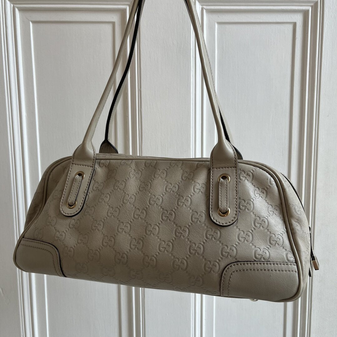 Gucci Guccissima Princy Leather Cream Shoulder Bag