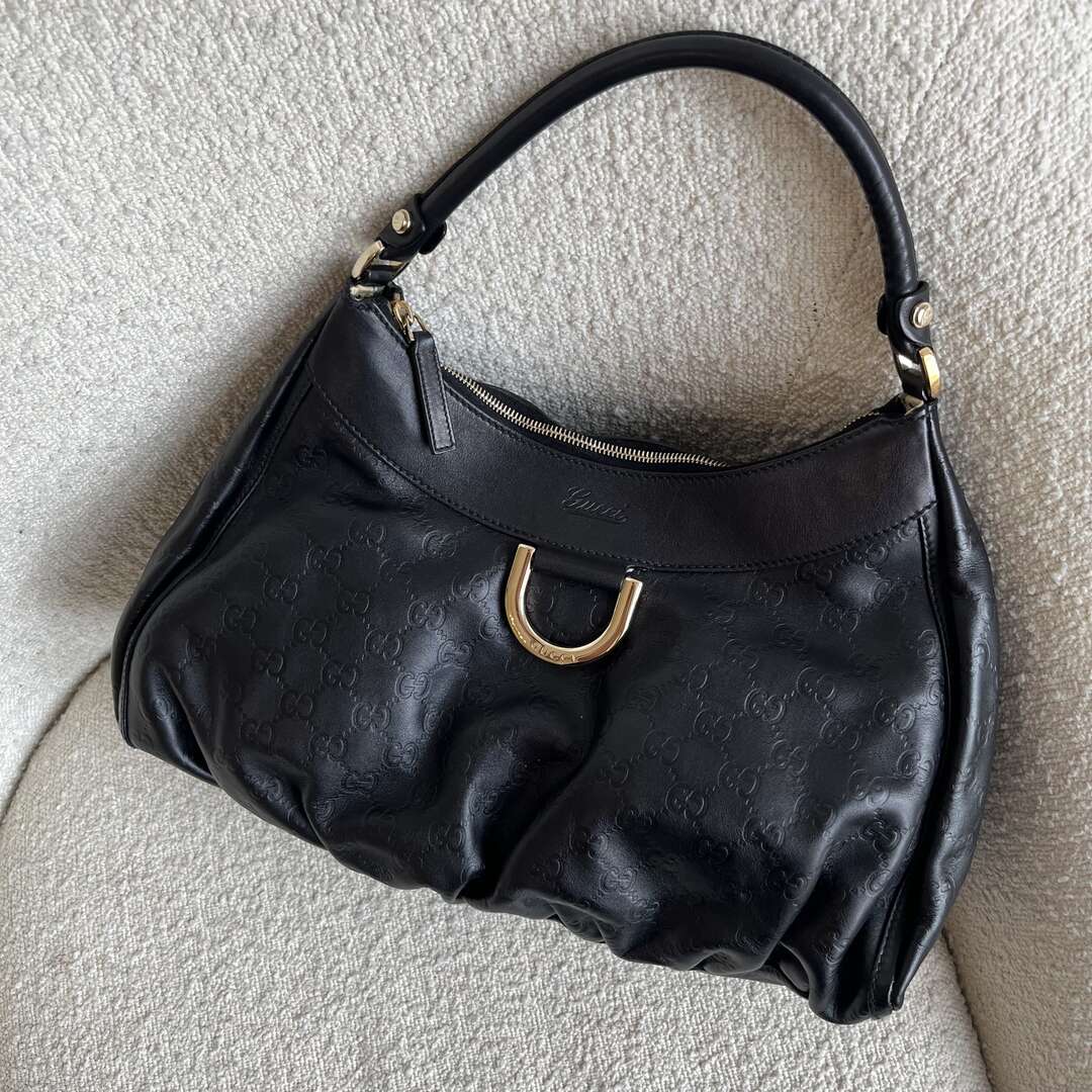 Gucci Guccissima Abbey Leather Black Shoulder Bag