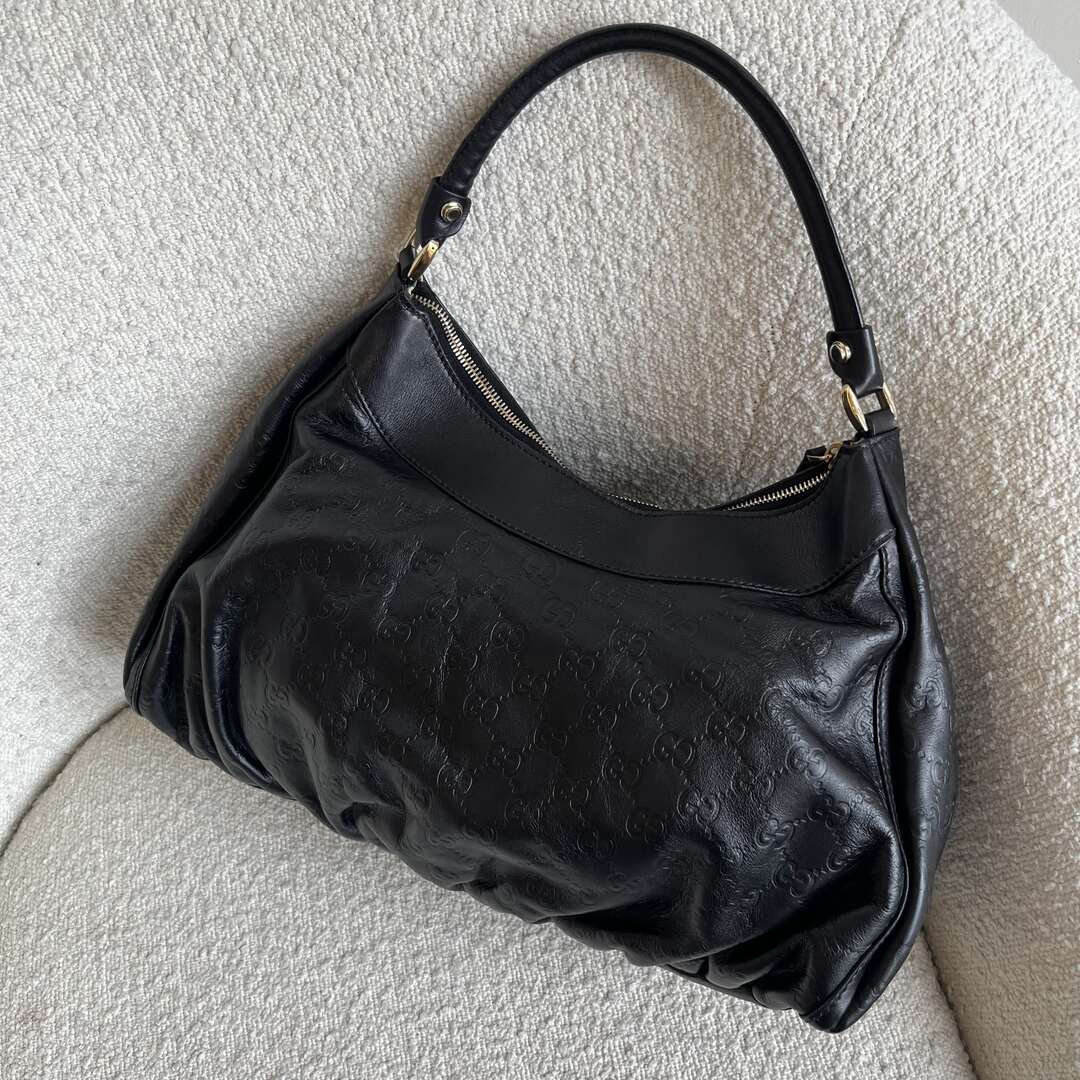 Gucci Guccissima Abbey Leather Black Shoulder Bag