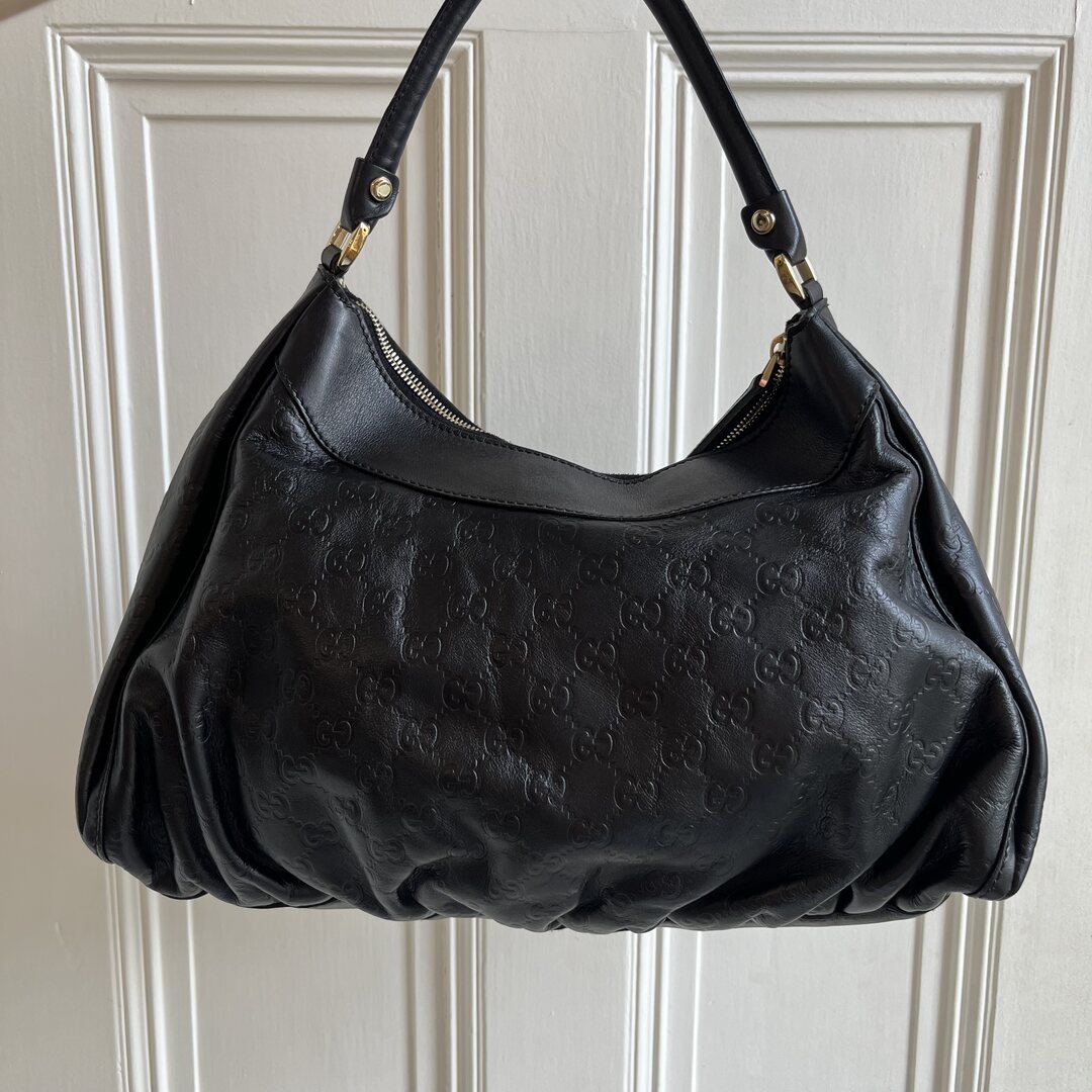 Gucci Guccissima Abbey Leather Black Shoulder Bag