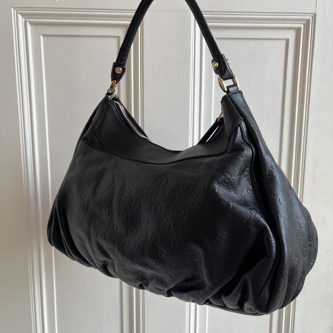 Gucci Guccissima Abbey Leather Black Shoulder Bag