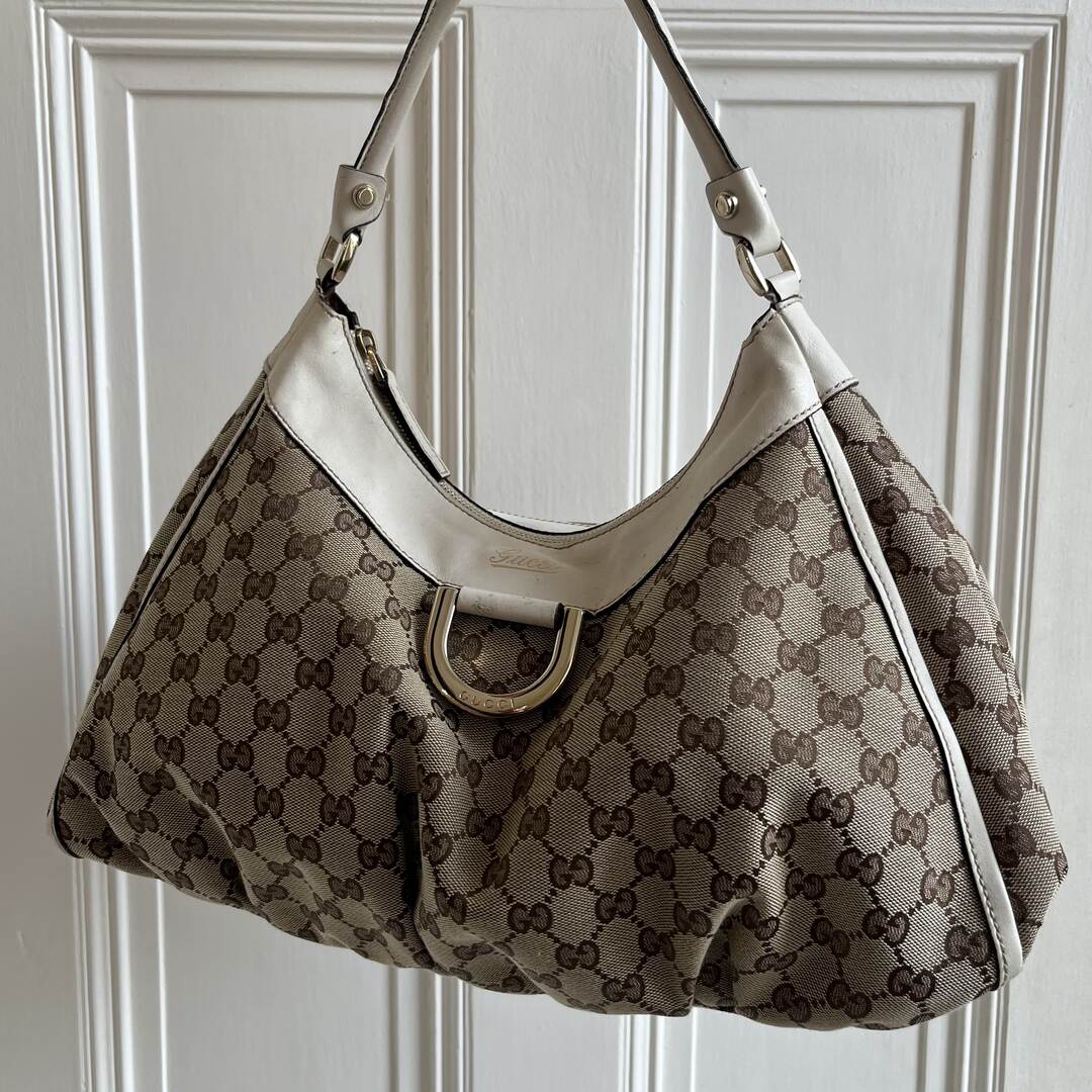 Gucci GG Canvas Abbey White Shoulder Bag