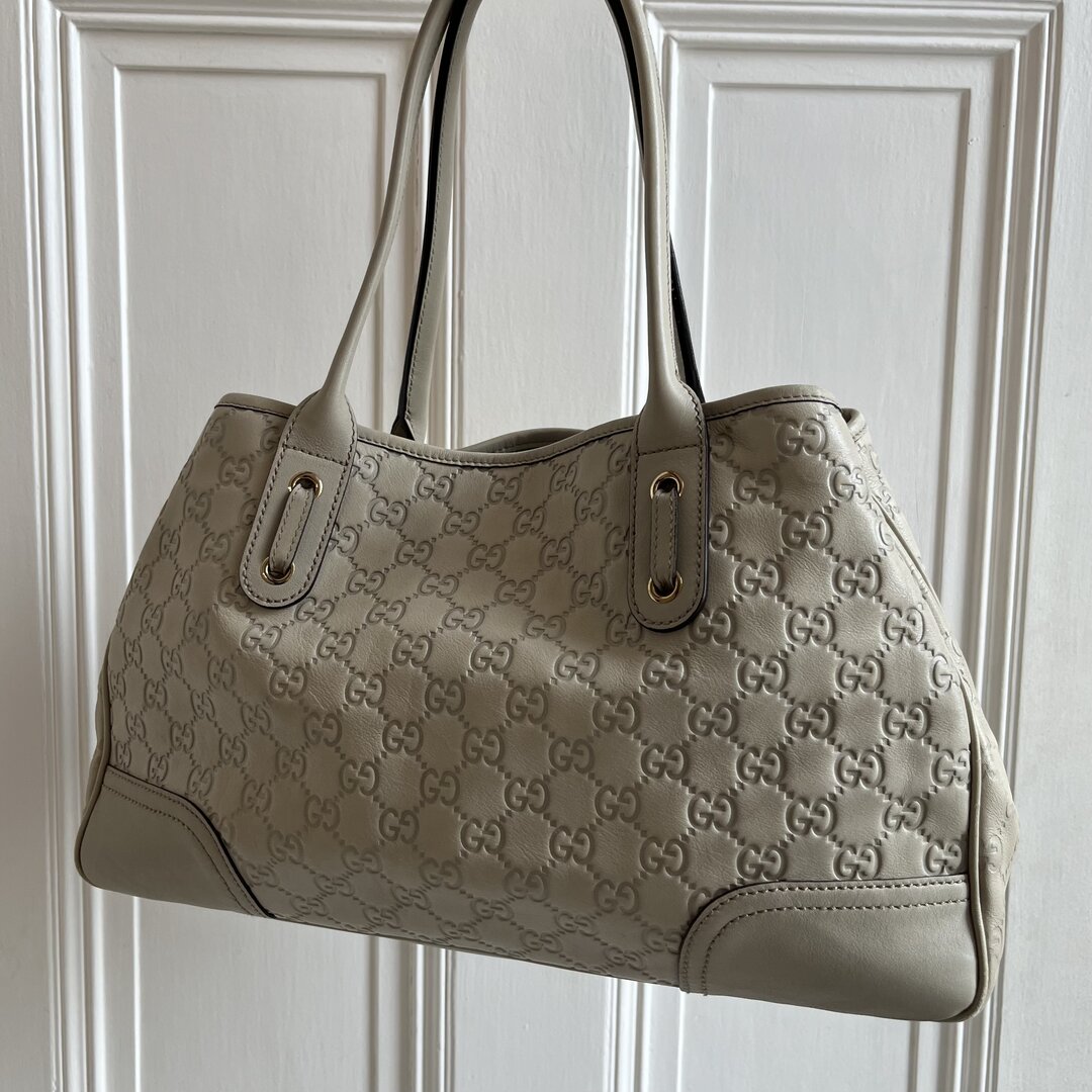 Gucci Guccissima Princy Cream Leather Tote Bag