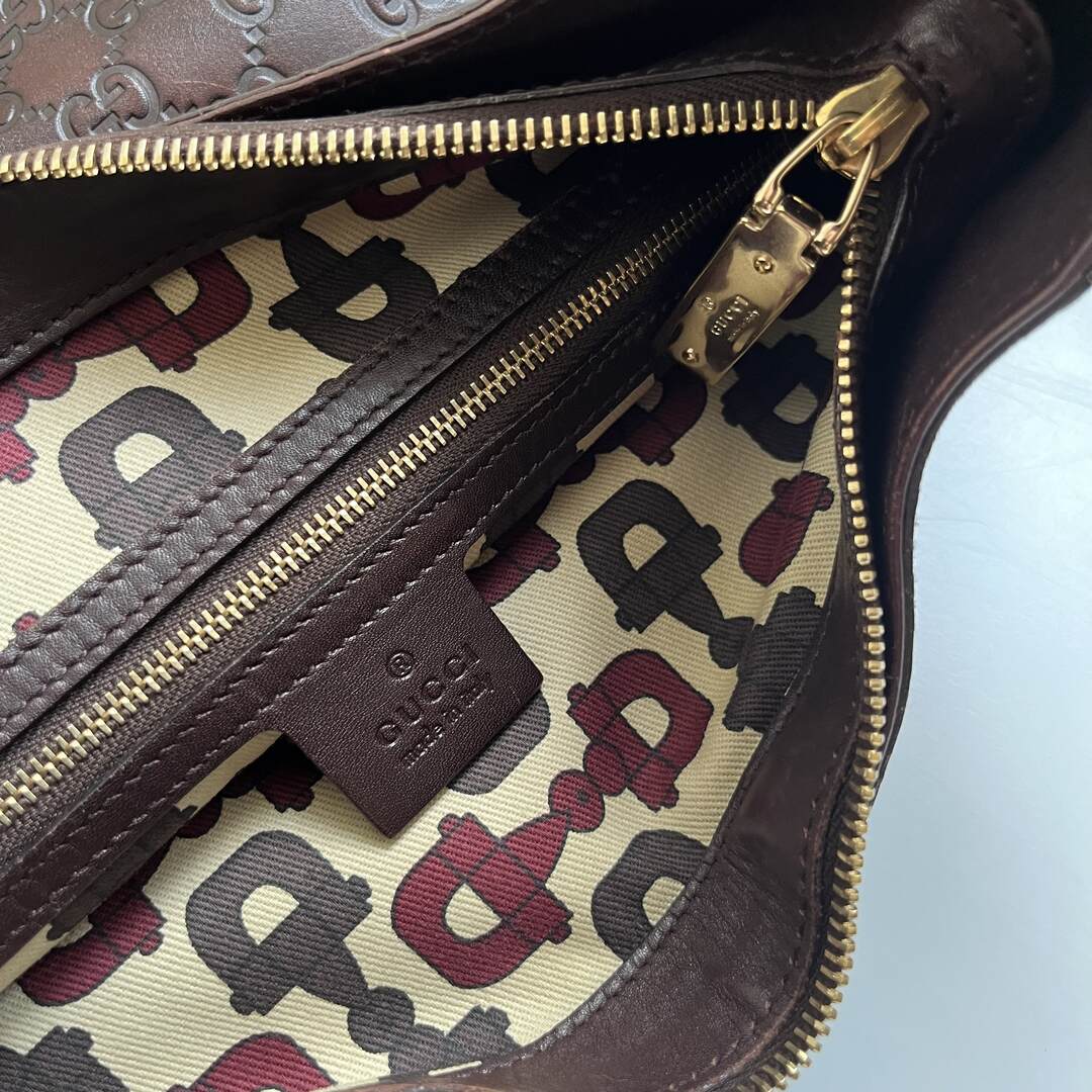 Gucci Guccissima Brown GG Leather Horsebit Shoulder Bag