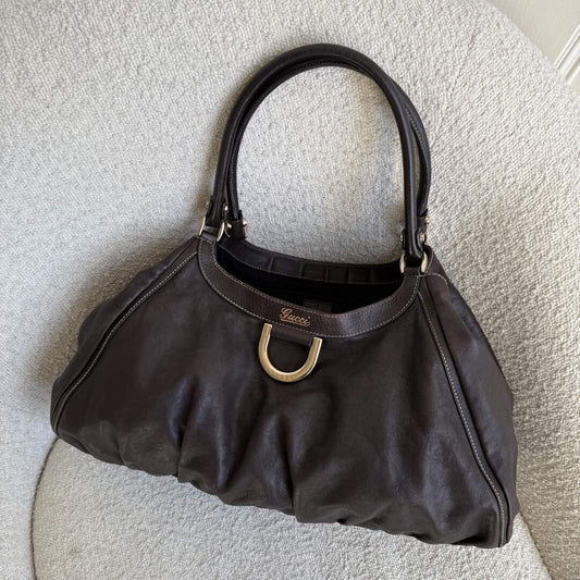 Gucci Abbey Brown Leather Tote Bag