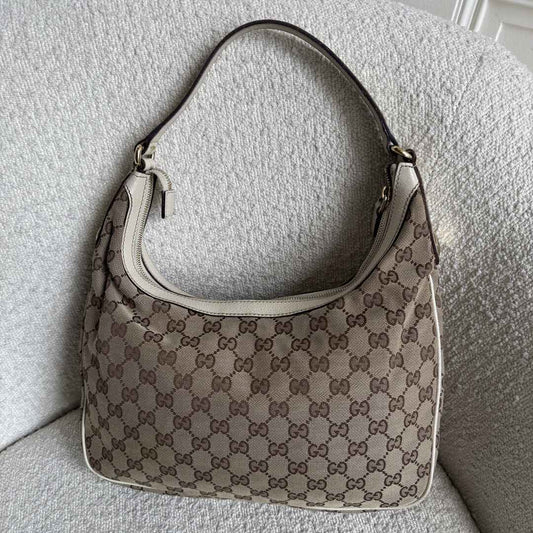 Gucci GG Canvas White Shoulder Bag