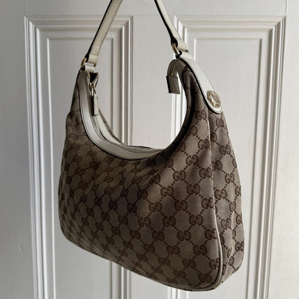 Gucci GG Canvas White Shoulder Bag