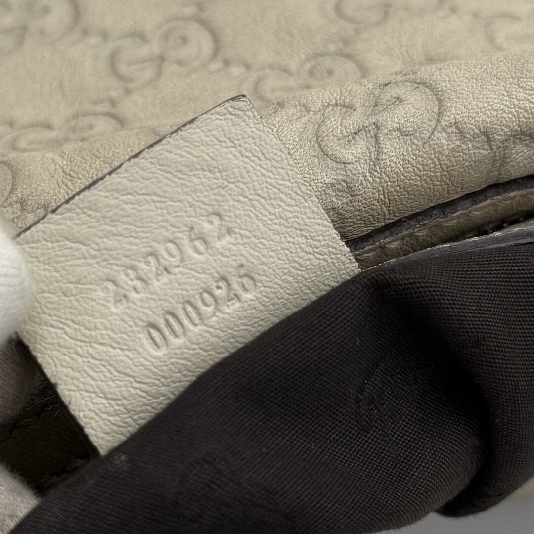 Gucci Guccissima Twins Hobo Cream Leather Shoulder Bag