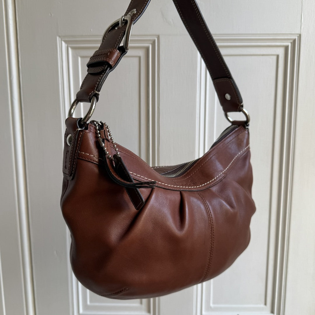 Coach Croissant Leather Brown Shoulder Bag