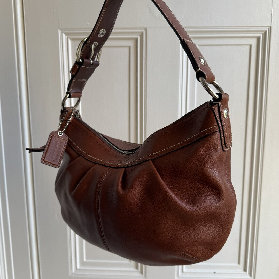 Coach Croissant Leather Brown Shoulder Bag