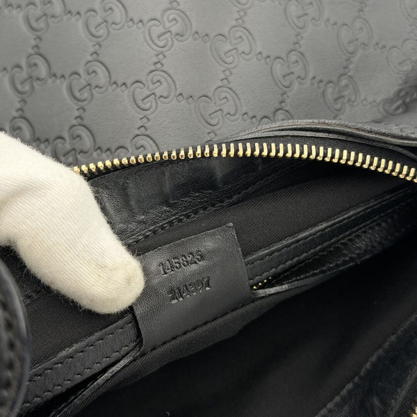 Gucci Guccissima GG Horsebit Black Shoulder Bag