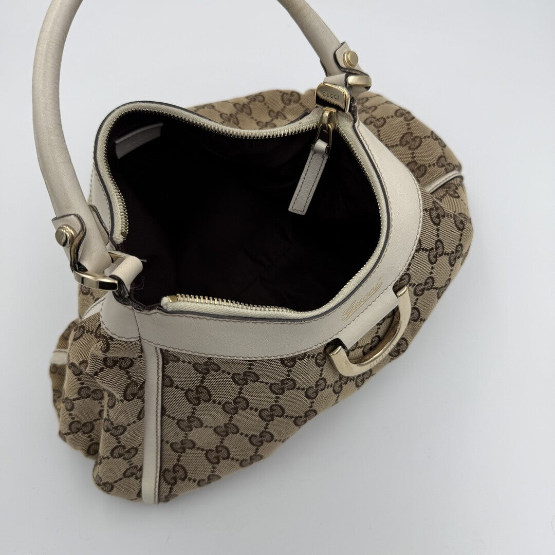 Gucci GG Canvas Abbey White Shoulder Bag