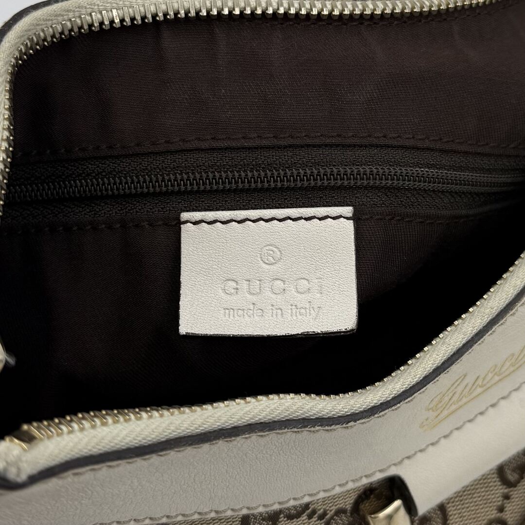 Gucci GG Canvas Abbey White Shoulder Bag