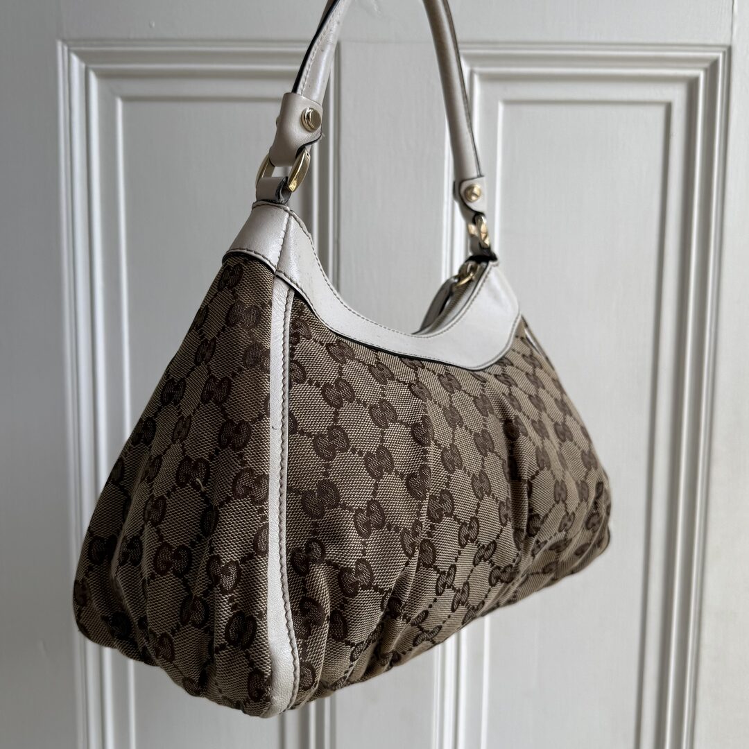 Gucci GG Canvas Abbey White Shoulder Bag