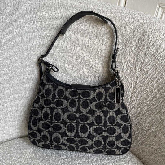 Coach Signature Wool Grey Shoulder Bag