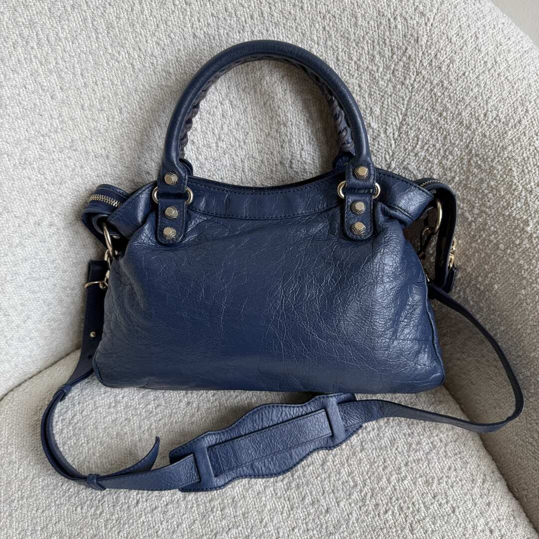 2005 Balenciaga The Town Blue Leather Bag