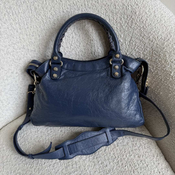 2005 Balenciaga The Town Blue Leather Bag