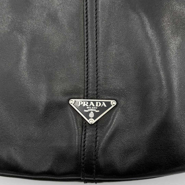 Prada Hobo Black Leather Shoulder Bag