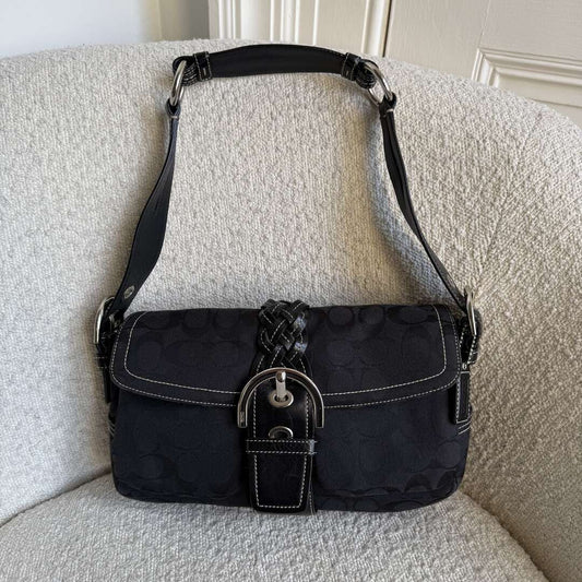Coach Soho Signature Black Shoulder Bag