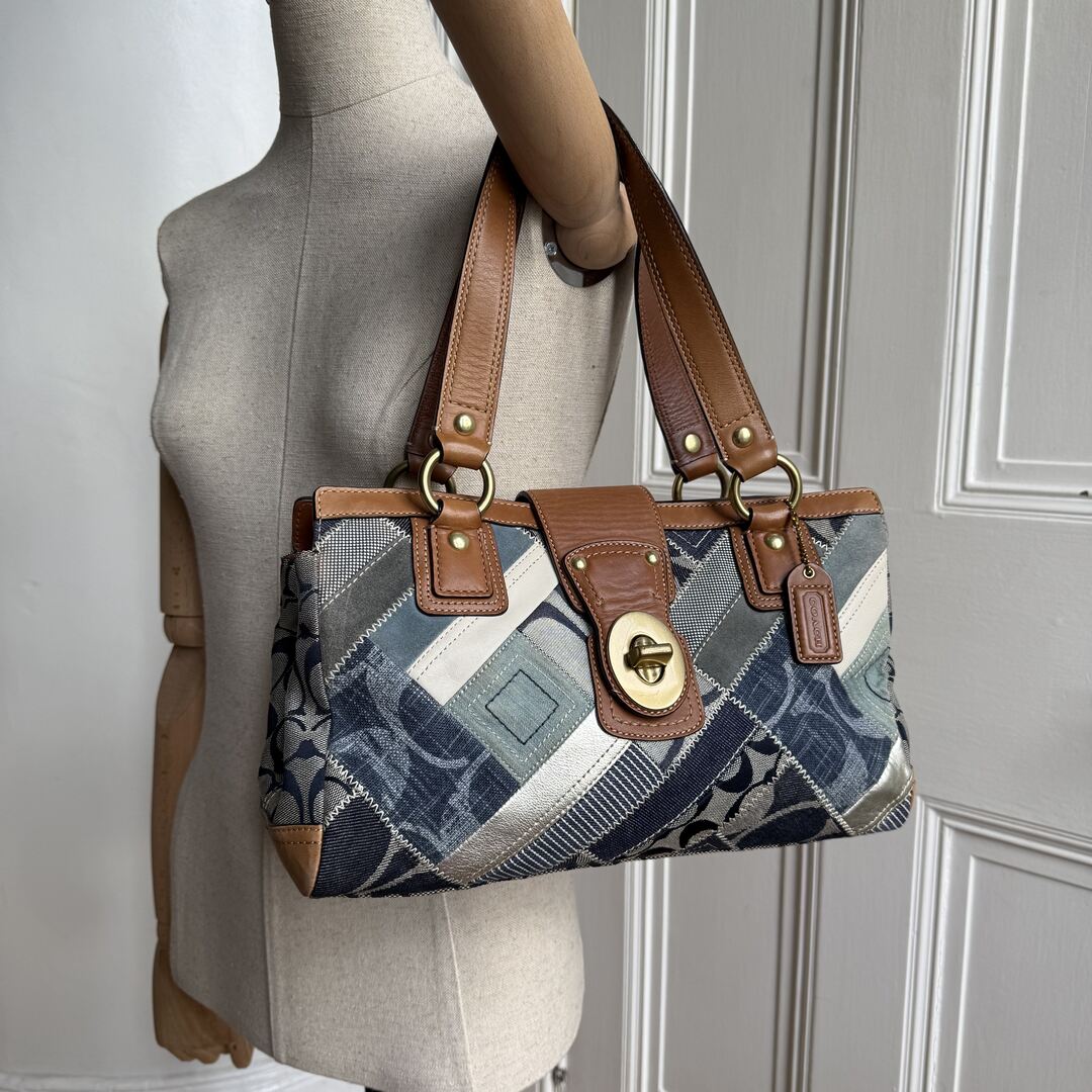 Coach Patchwork Signature Denim Shoulder Bag