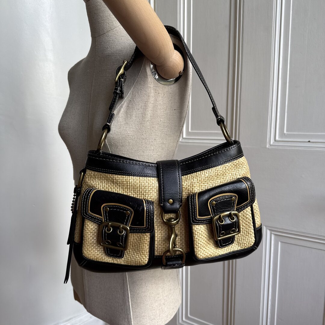 Coach Legacy Straw Black Shoulder Bag