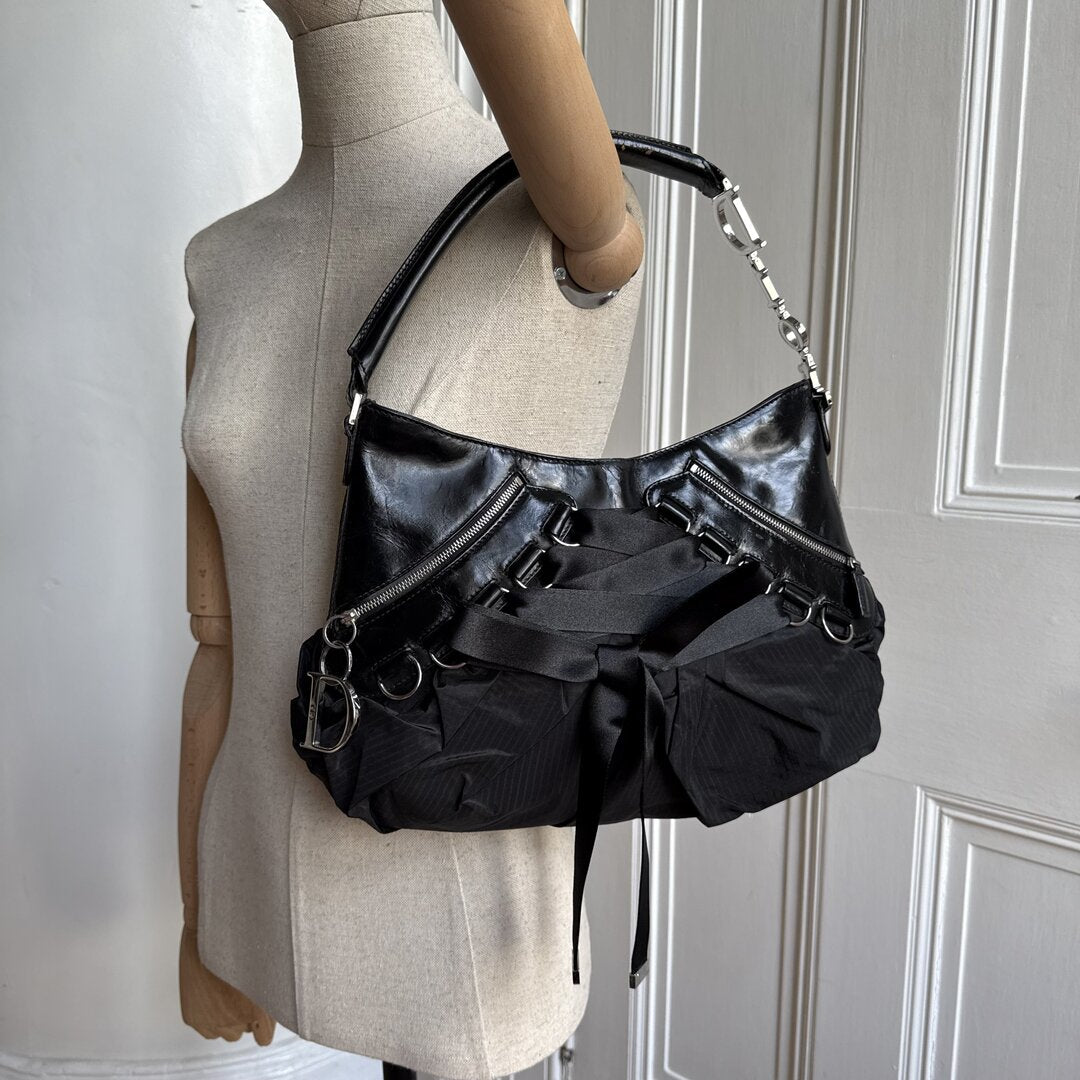 RARE Dior Corset Black Leather Shoulder Bag