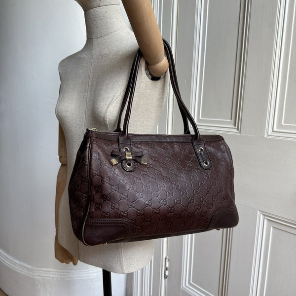 Gucci Guccissima Princy Brown Leather Tote Bag