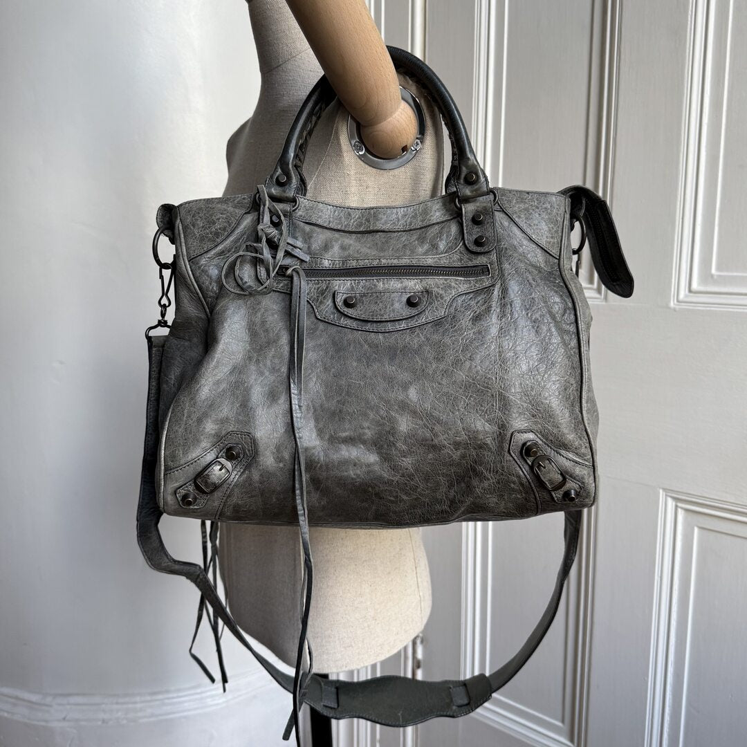 2003 Balenciaga Motorcycle Velo Leather Green Bag