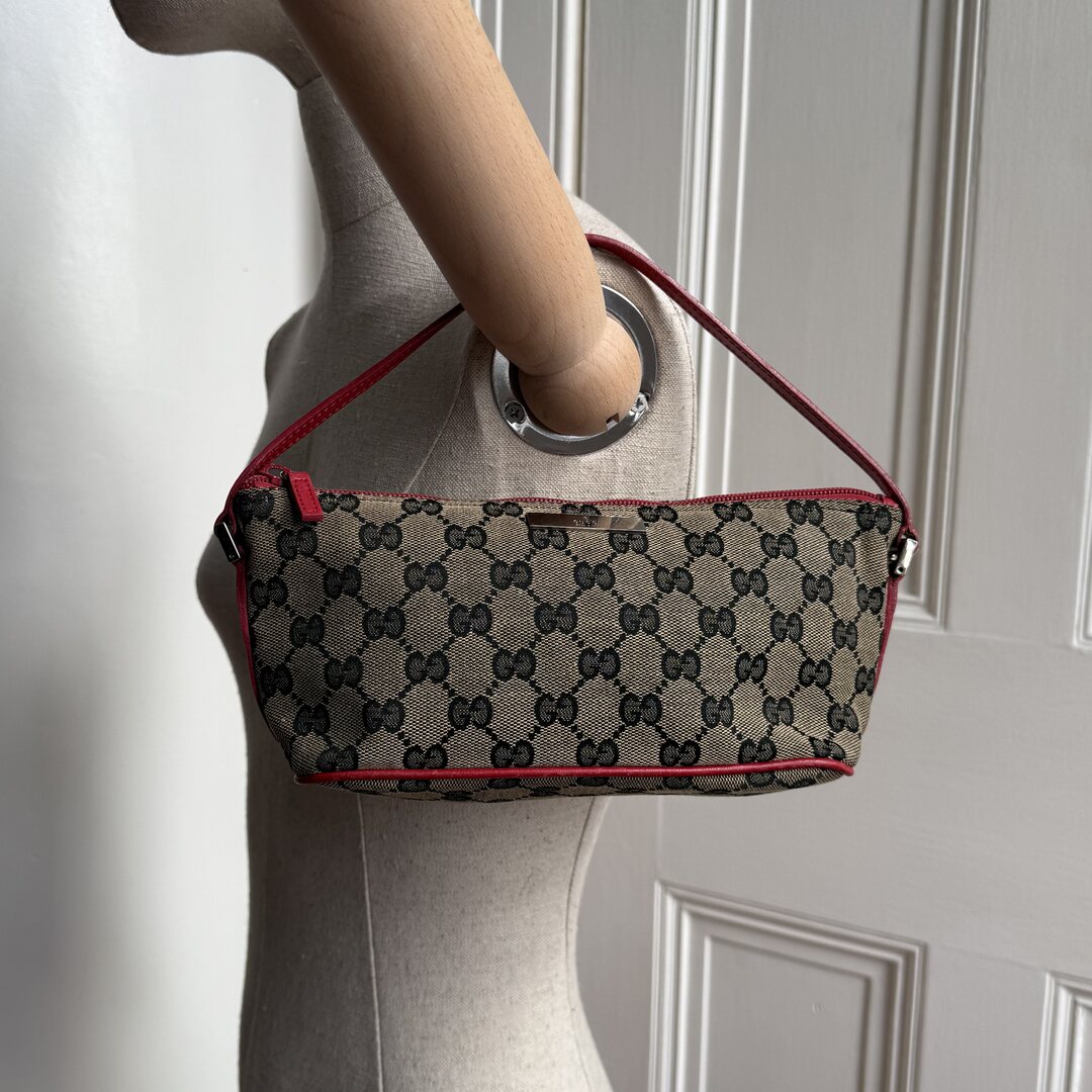 Gucci Monogram Red Boat Pochette Handbag