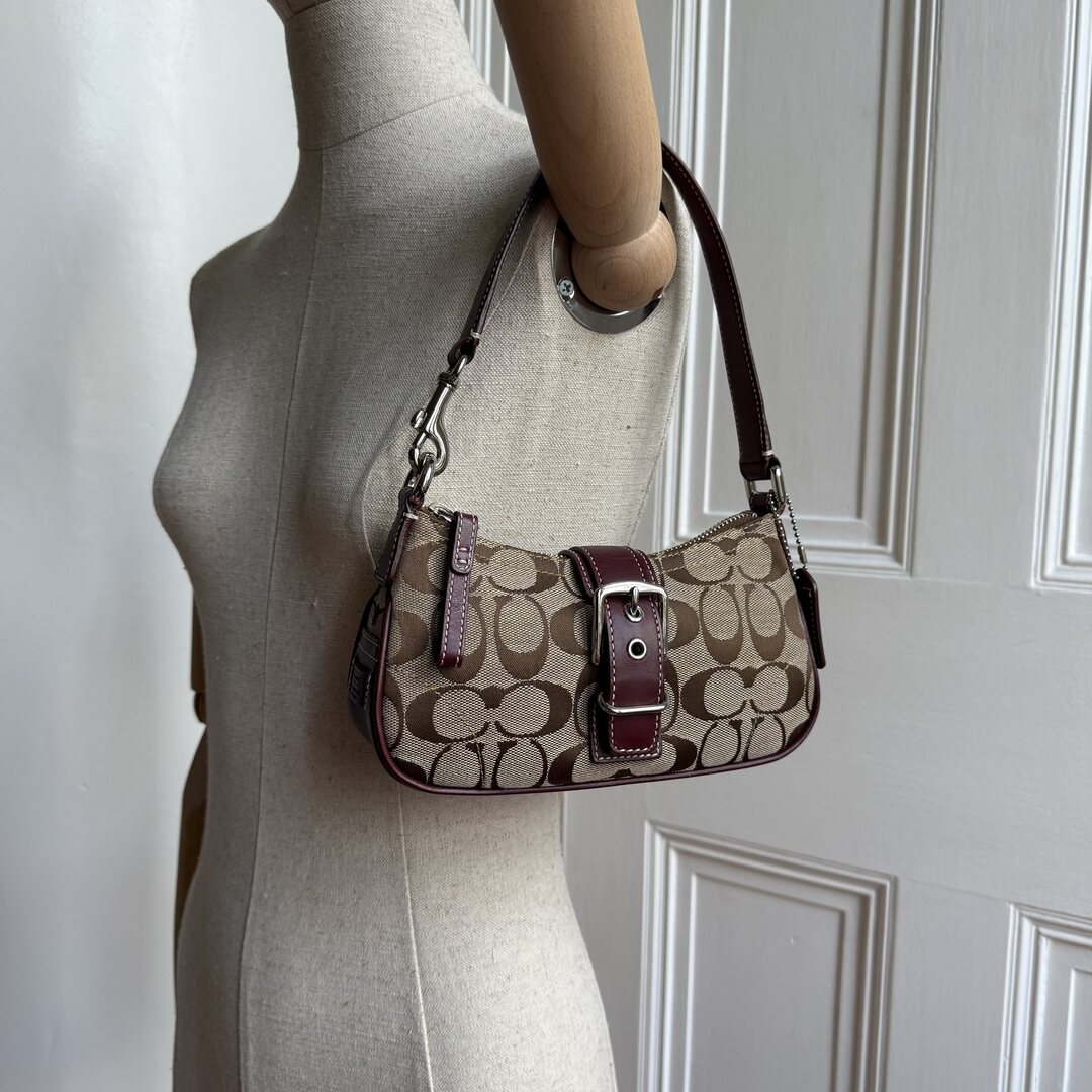 Coach Signature Mini Buckle Burgundy Shoulder Bag