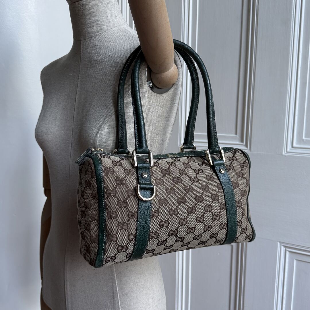 Gucci GG Canvas Abbey Boston Green Shoulder Bag