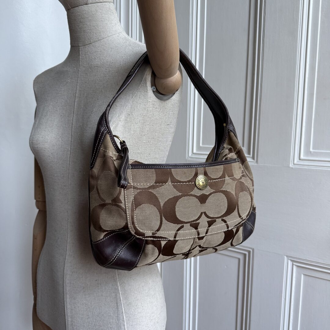 Coach Signature Hobo Brown Shoulder Bag
