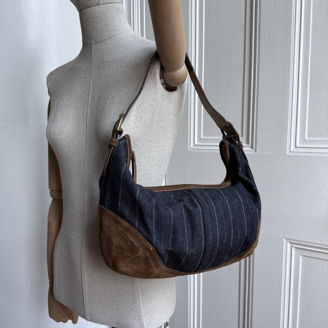 Coach Croissant Blue Denim Hobo Shoulder Bag