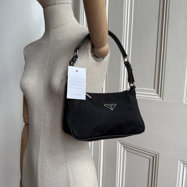 Prada Tessuto Hobo Nylon Black Shoulder Bag