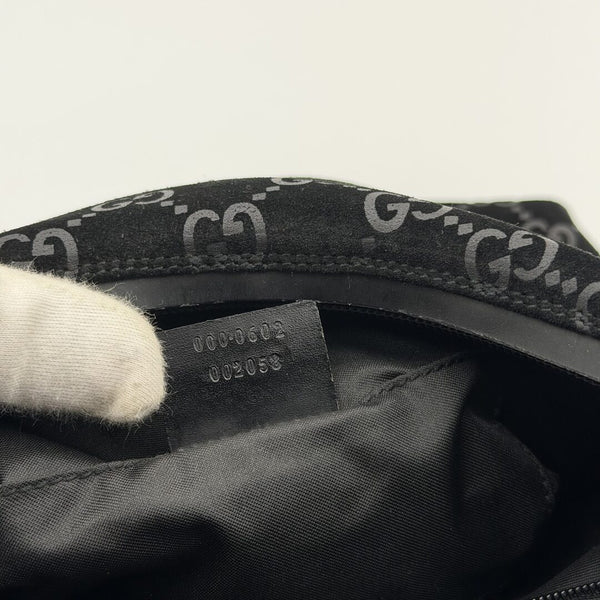 Gucci GG Monogram Suede Navy Shoulder Bag