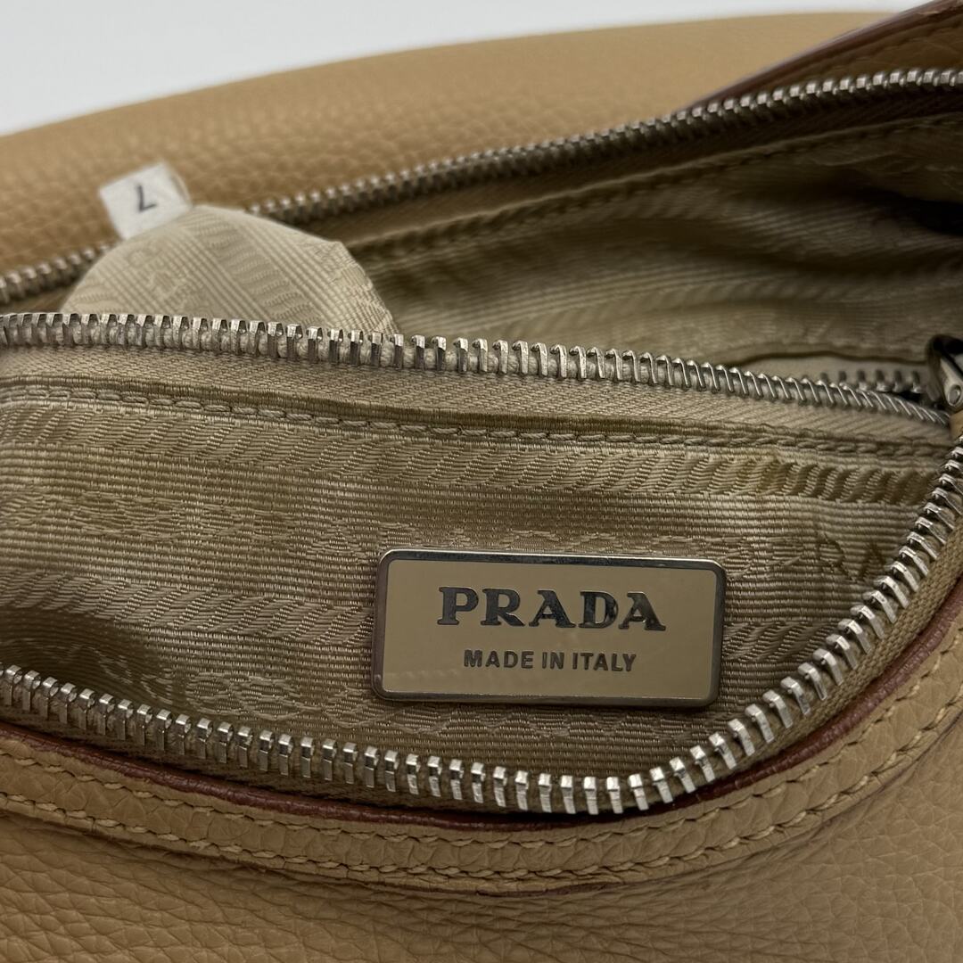 Prada Vitello Daino Hobo Beige Leather Shoulder Bag