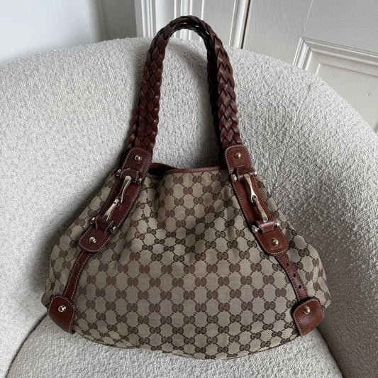 Gucci GG Canvas Horsebit Brown Tote Bag