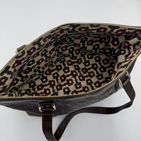 Gucci Guccissima Abbey Brown Leather Shoulder Bag