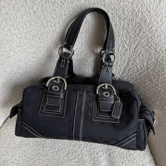 Coach Signature Boston Black Shoulder Bag