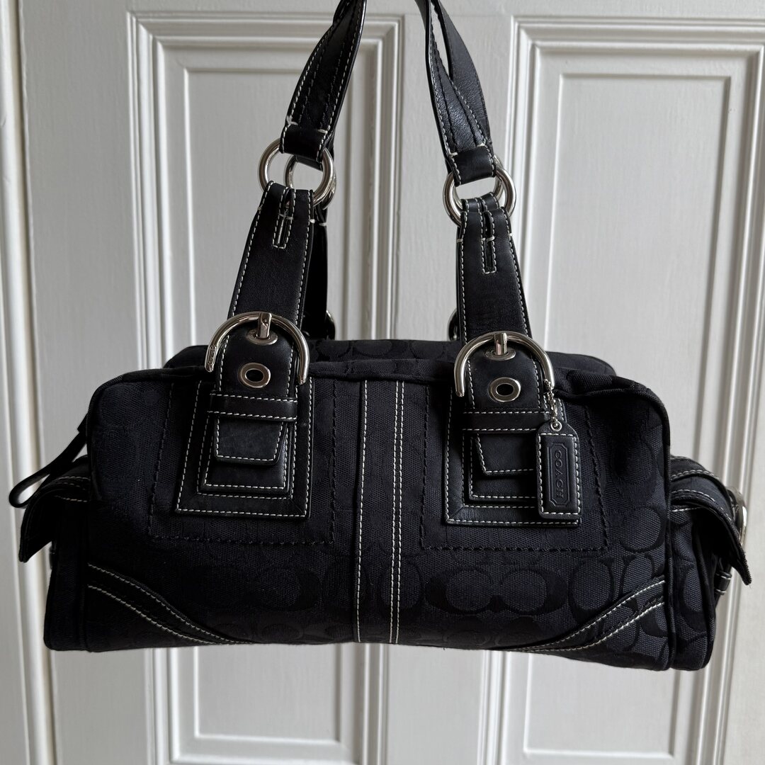 Coach Signature Boston Black Shoulder Bag