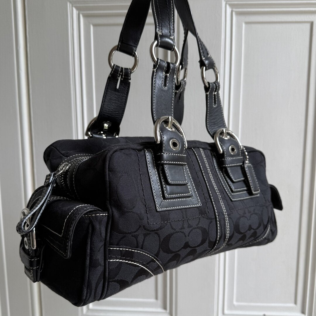Coach Signature Boston Black Shoulder Bag
