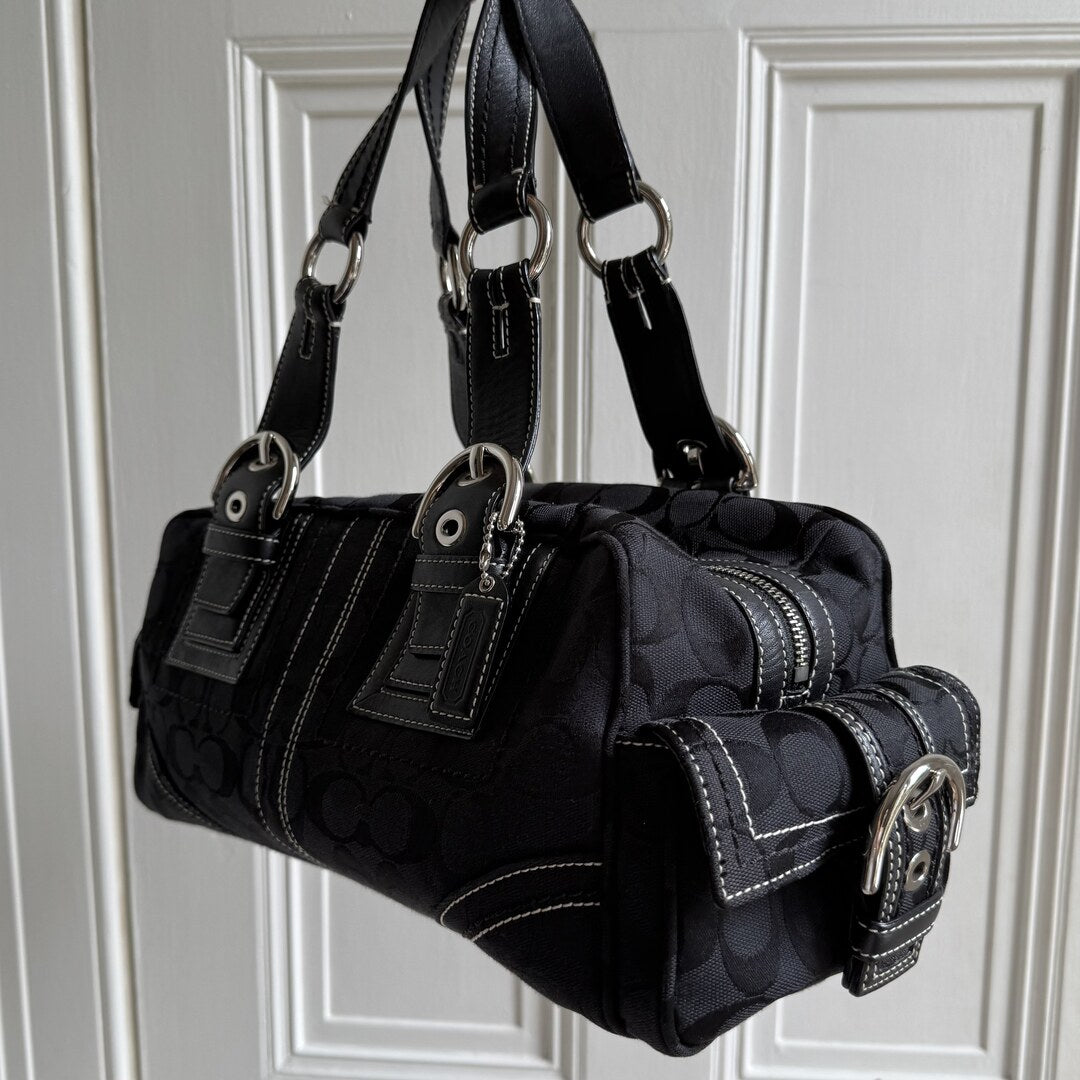 Coach Signature Boston Black Shoulder Bag