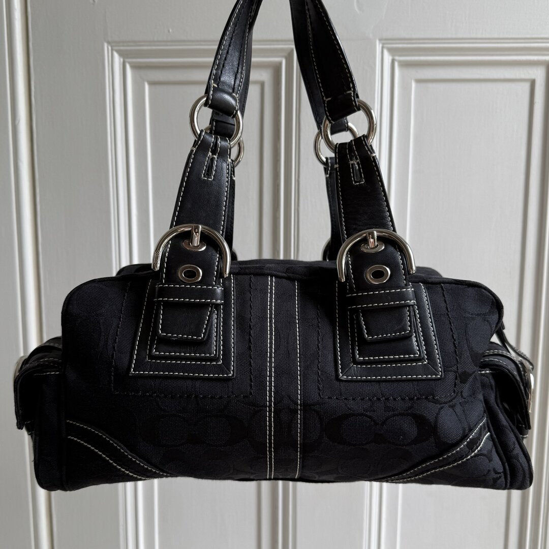 Coach Signature Boston Black Shoulder Bag
