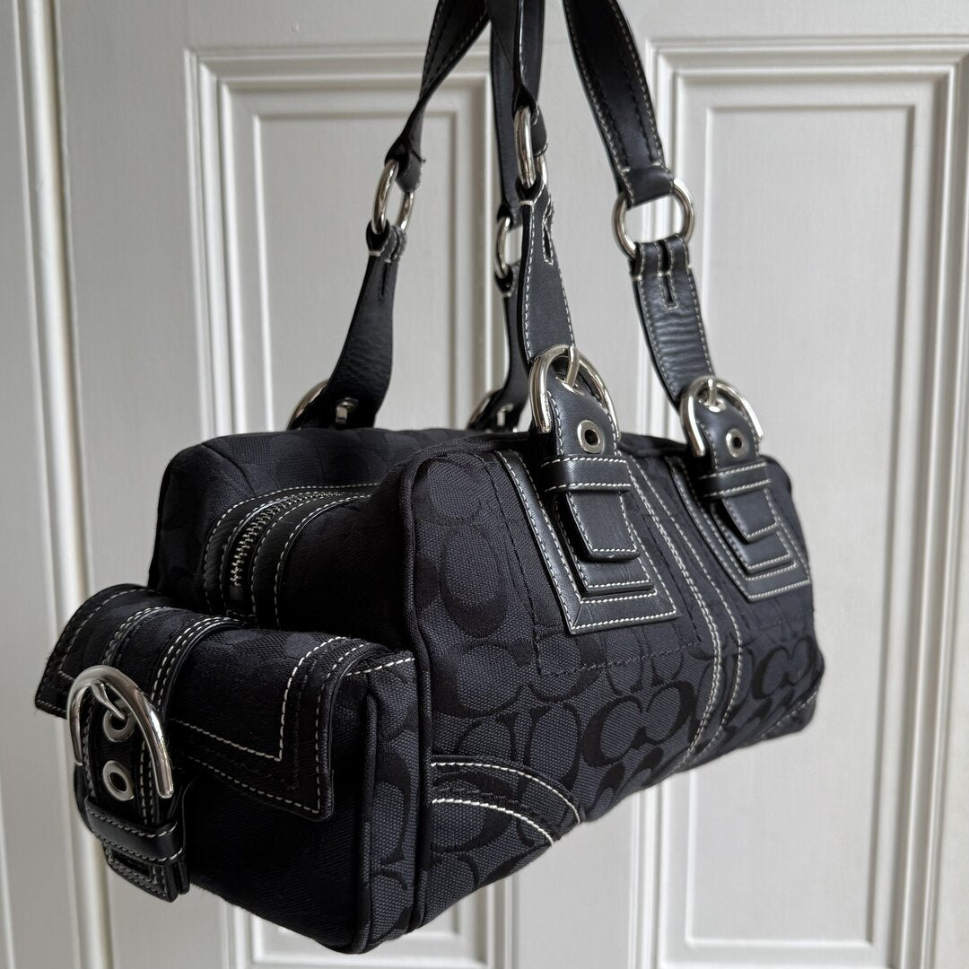 Coach Signature Boston Black Shoulder Bag