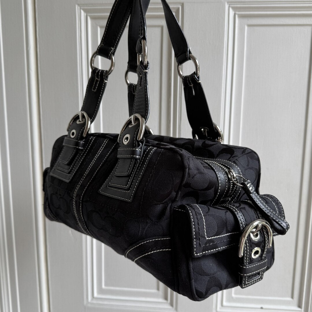 Coach Signature Boston Black Shoulder Bag