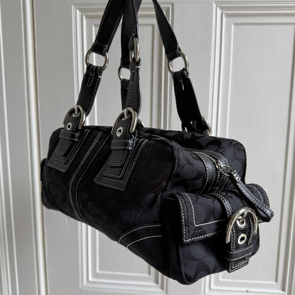 Coach Signature Boston Black Shoulder Bag