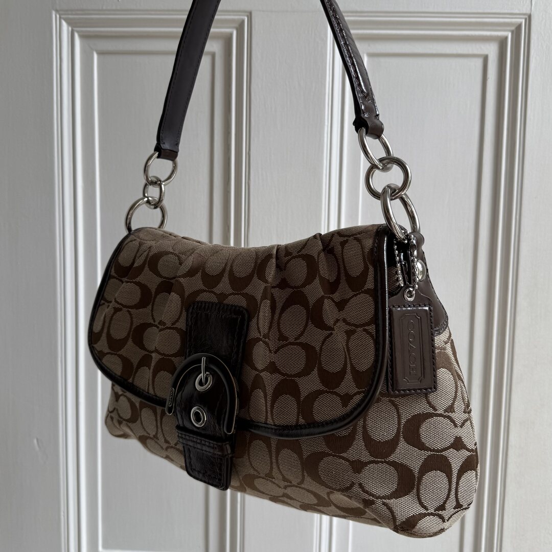 Coach Signature Hobo Brown Shoulder Bag