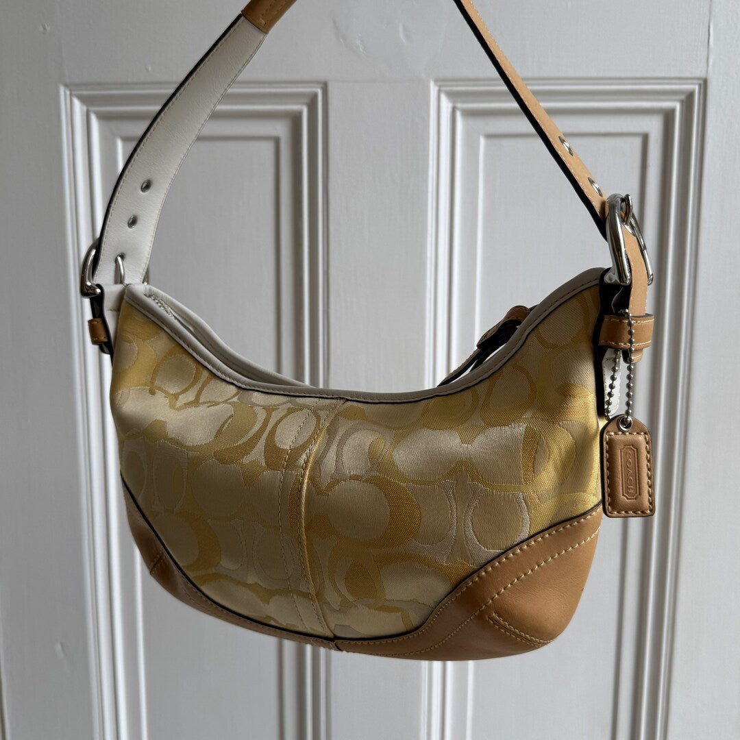 Coach Signature Croissant Yellow Shoulder Bag