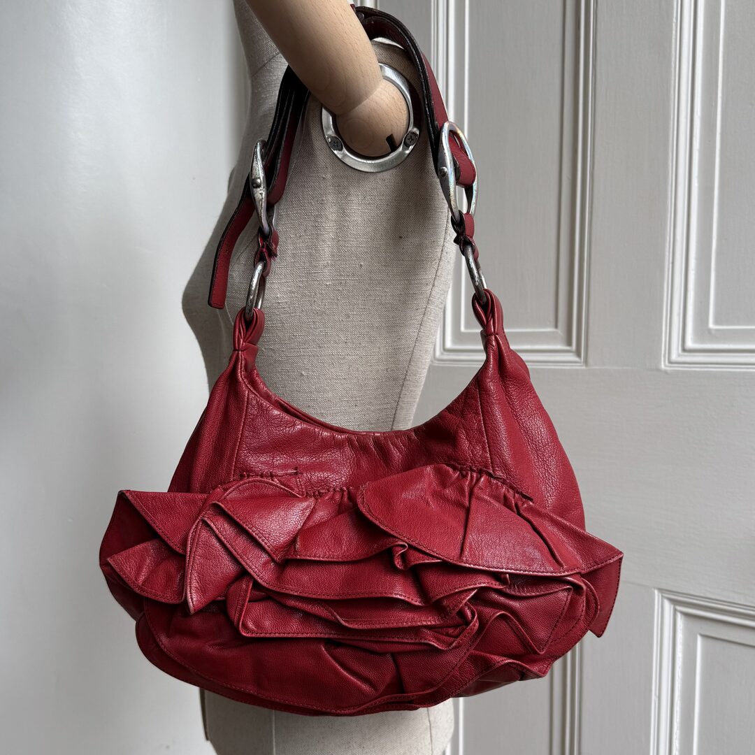 Yves Saint Laurent Rive Gauche Leather Red Shoulder Bag