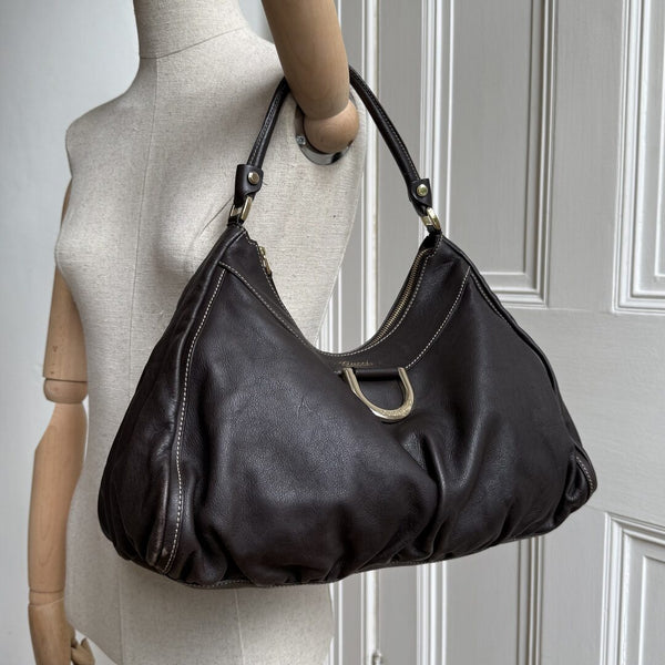Gucci Abbey Leather Dark Brown Shoulder Bag